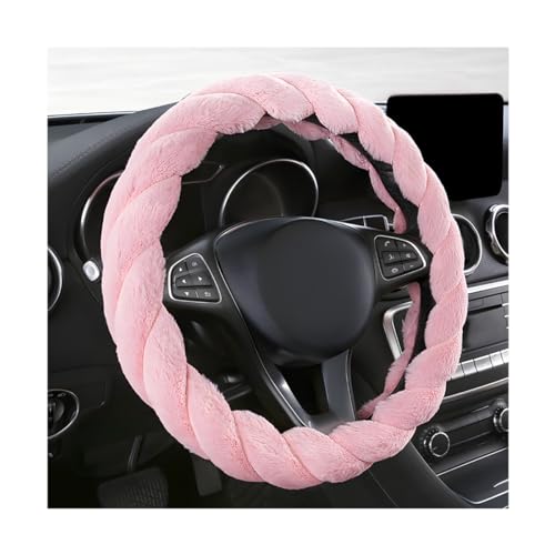 Fluffy Car Steering Wheel Cover, 15 Inch Warm Plush Auto Wheel Cover Non-Slip Protector, Universal Soft Fur Steering Wheel Decor Cute Interior Accessories for Most Vehicles (Pink) - color: Pink