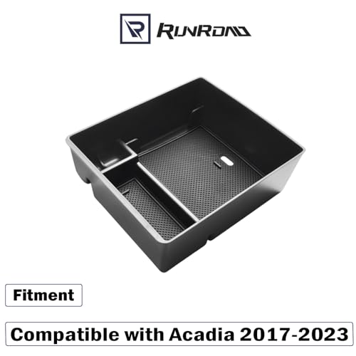 RUNROAD Center Console Organizer Compatible with GMC Acadia 2017-2023 Accessories, Insert Armrest Storage Tray Console Organizer Secondary Storage Box, Black