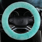 Fluffy Steering Wheel Cover for Women Fuzzy Steering Wheel Cover Winter Warm Faux Wool Plush Car Wheel Cover Furry Steering Wheel Protector Universal Fit 15 Inch (Green) - color: Green