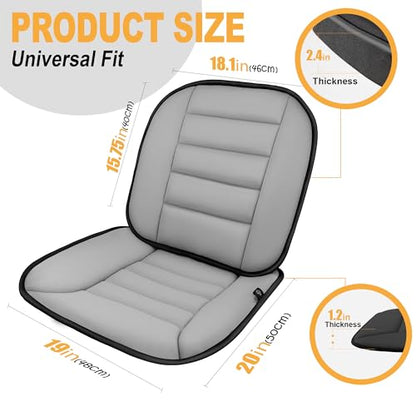 kingphenix Car Seat Cushion with Lumbar Support Pillow: Enhanced Comfort Memory Foam Design for Pain Relief, Ideal for Drivers and Office Use - Ergonomic Lumbar Comfort for Long Sitting - Gray