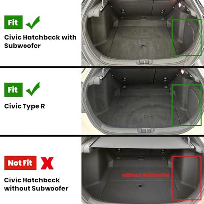 LASFIT Floor Mats & Trunk Mat for 11th Gen Honda Civic Hatchback(Not for Hybrid) 2026 2025 2024 2023 2022, All Weather Custom Fit TPE Car Floor Liners,1st & 2nd Row & Trunk Liner (Fit with Subwoofer) - size: 2）For Honda Civic Hatchback | 2022-2026 | Full