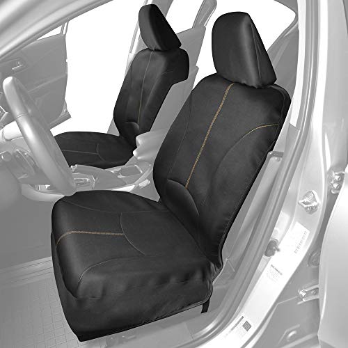 Motor Trend SpillGuard Waterproof Car Seat Covers, Front and Rear Full Set (Beige Stitch) – Neoprene Seat Protectors with Extended Bench Side Coverage for Auto, Truck, Van, and SUV - color: Beige Stitching