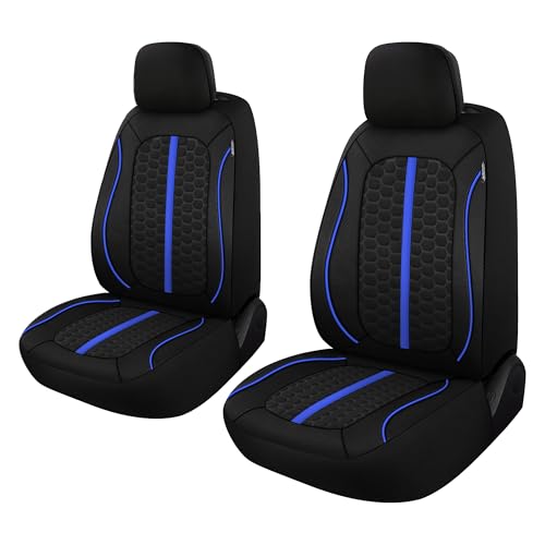 Breathable Premium Car Seat Covers Front Set，3D Air-Mesh Seat Covers for Cars，Comfortable Safety Airbag Compatible，Universal for Most Cars Sedan Truck SUV(Black/Blue) - color: Black/Blue, size: Front Set