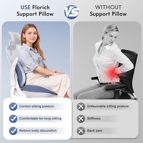 Seat Cushion and Lumbar Support Pillow for Office Chair Car, Ergonomic Memory Foam Back Support for Office Gaming Chair Driving Seat Wheelchair, Relieves Neck, Back & Sciatica Pain – Blue - color: Blue, size: Seat Cushion&Lumbar Pillow