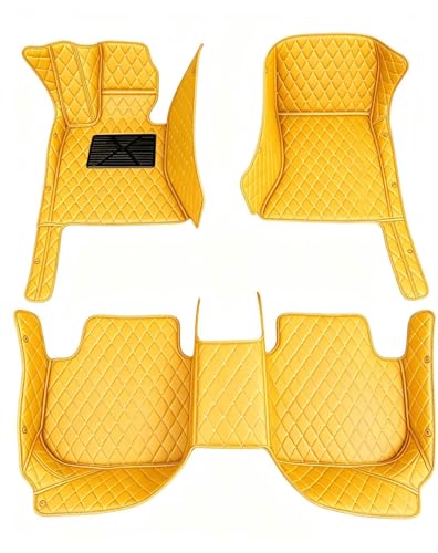 Custom Making Car Floor Mats Waterproof Anti-Slip Faux Leather Protection Floor. Auto Foot Pad Set Automobile Interior Carpet Accessories for SUV and Trucks (Yellow) - color: yellow