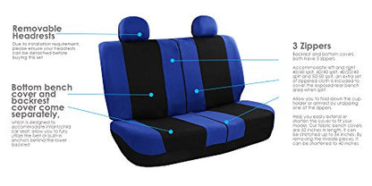 FH Group Automotive Seat Covers Light & Breezy Flat Cloth Full Set - Universal Car, Truck, SUV, or Van (Blue/Black) FB030115 - color: Dark Blue