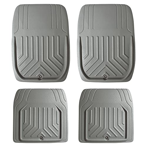 FH Group Faux Leather Deep Dish Car Floor Mats – Trim-to-Fit, Universal Fit Full Set Automotive Floor Mats for Cars, SUVs & Trucks, Durable All-Weather Interior Protection, Gray - color: GRAY
