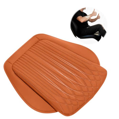 Car Seat Cushion, Nappa Leather Ventilation Hole Breatheable Design for Driver Passenger, All-Season Anti-Slip Bottom Seat Cover,19.49in x 21.26in (1 Piece/Orange)