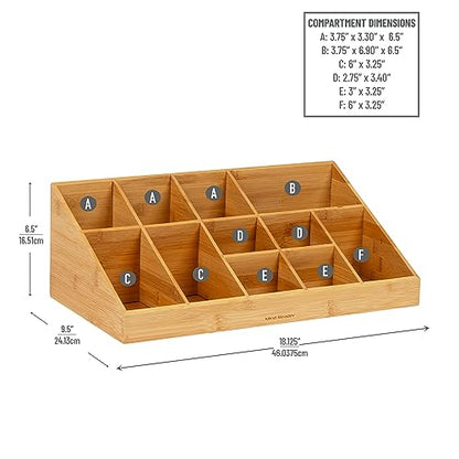 Mind Reader Cup and Condiment Station, Countertop Org, Coffee Bar, Rayon from Bamboo Cup, 18.125"L x 9.5"W x 6.5"H, Brown - color: Brown