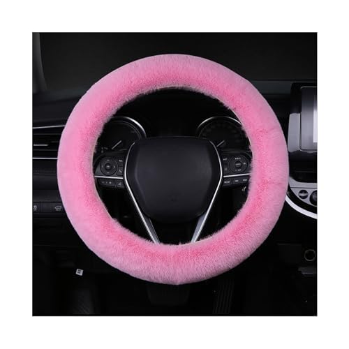 Fuzzy Steering Wheel Cover, 15 inch Soft Wool Fur Steering Wheel Protector, Fluffy Wheel Covers for Winter Warm, Car Interior Decoration Accessories for Women Men (Pink)