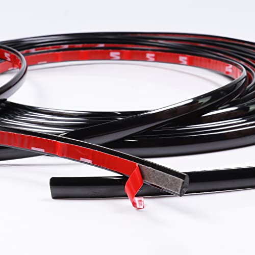 25Ft Automotive Trim Molding Glossy Black 1/2"(12mm) Car Side Moldings UV-Protected Scratch-Proof for All Vehicles Body Door Window Bumper Self Adhesive