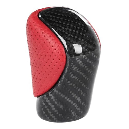 Gear Shift Knob Real Carbon Fiber Black Perforated Leather Shifter for Lexus ES GS GX is NX RC RX 200t 300 350 450h 450hL 350L - color: Red