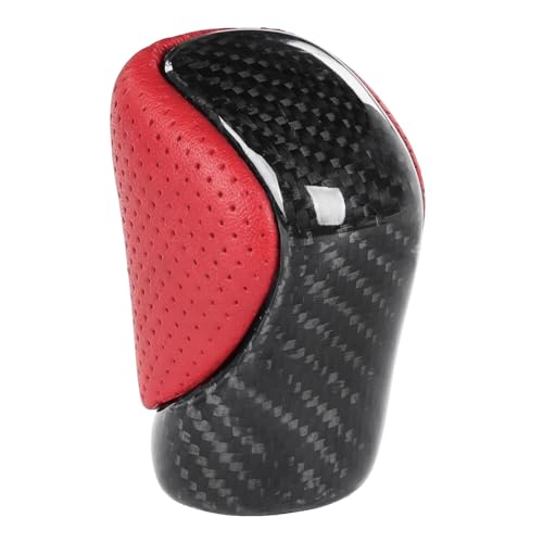 Gear Shift Knob Real Carbon Fiber Black Perforated Leather Shifter for Lexus ES GS GX is NX RC RX 200t 300 350 450h 450hL 350L - color: Red
