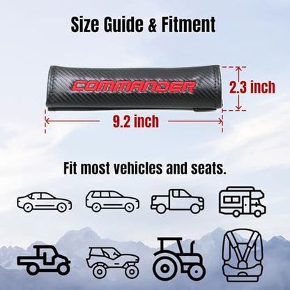 KAELTHAS 2PCS Seat Belt Pad Comfortable for Shoulder & Neck, No Interfere with Retraction, Carbon Fiber Look UTV Seatbelt Cover with Embroidery Logo for Commander UTV SSV SXS (Commander)