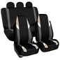 FH Group Supreme Modernistic Full Set Car Seat Covers (Beige) Gift - Universal Fir for Cars, Trucks & SUVs - color: Beige, style: Full Set+Steering Wheel Cover