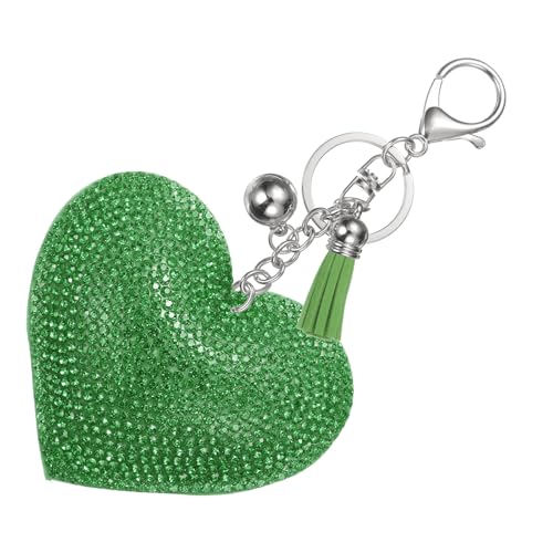 PATIKIL Rhinestone Keychains for Women, Cute Bling Heart Shape Purse Charm for Bag Handbags Car Keys - color: White-light Green