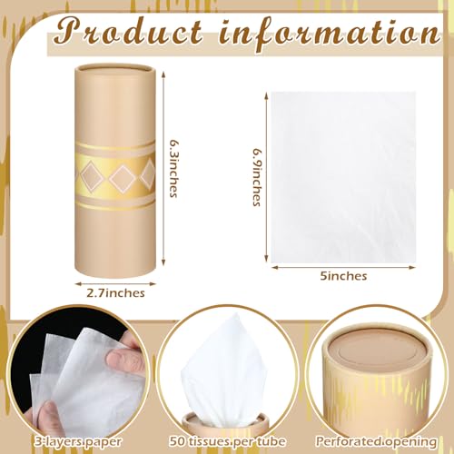 12 Pack Car Tissue Cylinder Holder Bulk with 3 Ply Facial Tissues, Round Napkin Holders for Car Cup Holder Cylinder Travel Paper Tubes Bulk Round Napkin Boxes Packs(Modern Gold Line) - style: Modern Gold Line