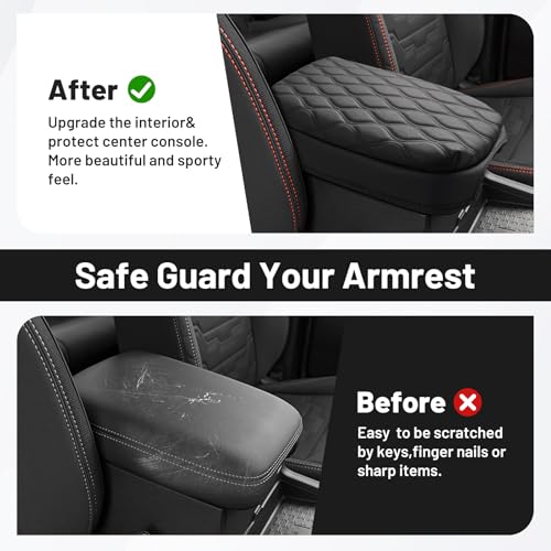Autorder Center Console Cover for Nissan Frontier 2022-2025 2026 Accessories Armrest Cushion Cover Nappa Leather Middle Console Covers Frontier Console Cushion Pad Anti-Scratch - size: 22-25 Nissan Frontier