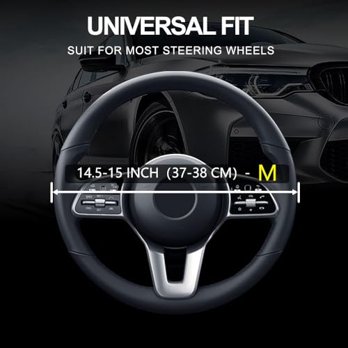 Leather Car Steering Wheel Cover, Non-Slip Car Wheel Cover Protector Breathable Microfiber Leather Universal Fit for Most Cars (Green) - color: Green
