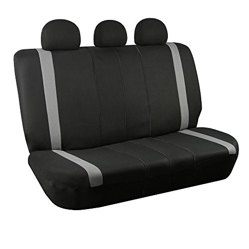 FH Group Car Back Seat Cover, Gray Cloth - Universal Fit Rear Seat with Rear Split Bench, Seat Protector for Dogs and Kids, Interior Accessories for SUV, Sedan and Van - color: Gray, size: Rear Set