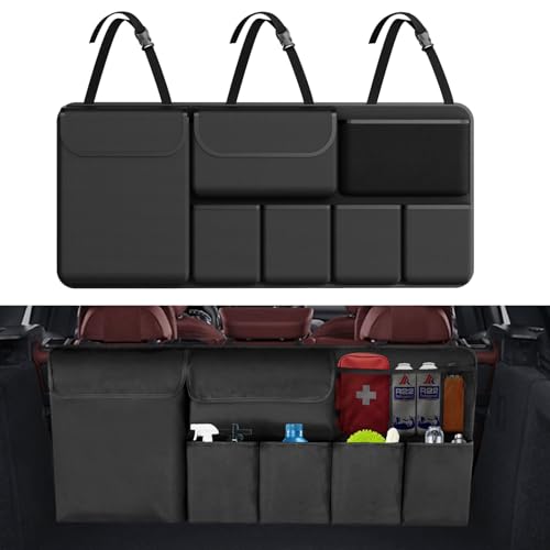 Car Trunk Organizer Backseat Hanging Organizer with Storage Pockets for Subaru Crosstrek, Forester, Outback, Ascent 2000-2024 2025 Car Accessories - color: Black, size: 40" x 18"