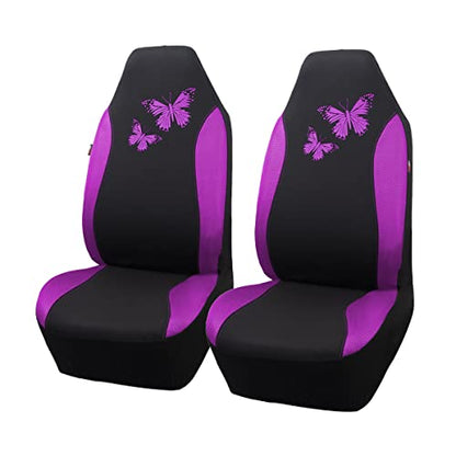 Flying Banner Butterfly car seat Covers ful Set Fashion Universal Lady Woman Female Rear Bench Split Colorized (2 Fronts, Purple) - color: Purple, size: 2 Fronts