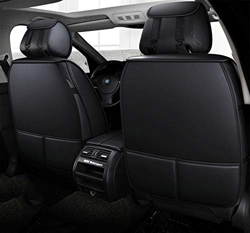 Bling Retro Fashion Lattice Silk and Leather Car Seat Covers Front and Rear Seat Covers Universal Fit (Black-Basic) - color: Black-Basic