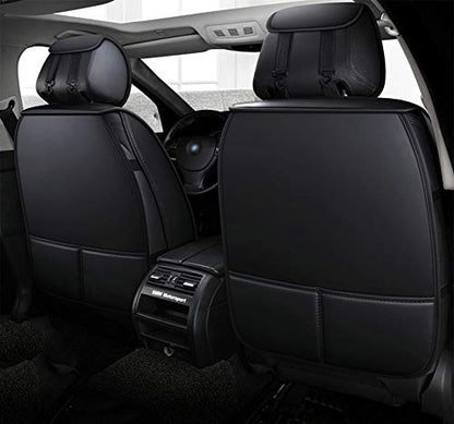 Bling Retro Fashion Lattice Silk and Leather Car Seat Covers Front and Rear Seat Covers Universal Fit (Black-Basic) - color: Black-Basic