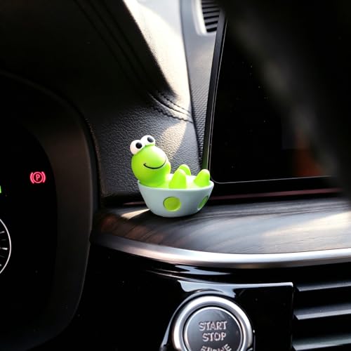 YGMONER 4Pcs Cute Resin Tortoise Figurines for Car Dashboard – Mini Turtle Ornaments for Car Monitor Decor, Small Animal Statue with Adhesive Stickers