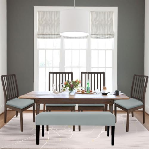 KRFOONN Waterproof Seat Covers for Dining Room Chairs Set of 4 with Bench Cover Washable Dining Chair Covers Removable Kitchen Chair Cushion Slipcovers Protector, A3 - color: Color A3