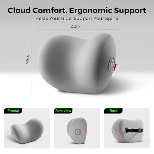 BEBAS Memory Foam Car Headrest Pillow - Breathable Neck Support Pillow for Driving, Universal Fit Cars/SUVs/Tesla/Toyota & Office Chair, Removable Cover (Grey, 4-Season) - color: Grey