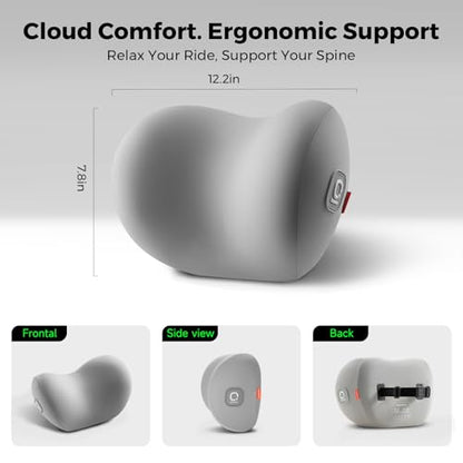 BEBAS Memory Foam Car Headrest Pillow - Breathable Neck Support Pillow for Driving, Universal Fit Cars/SUVs/Tesla/Toyota & Office Chair, Removable Cover (Grey, 4-Season) - color: Grey