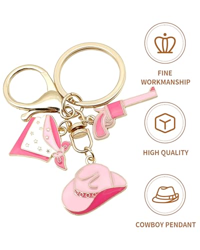 Key Chain Purse Charms - Bag Charms Keychain for Handbag, Car Keychain Wallet Accessories for Women - color: Cowgirl Hat Pink
