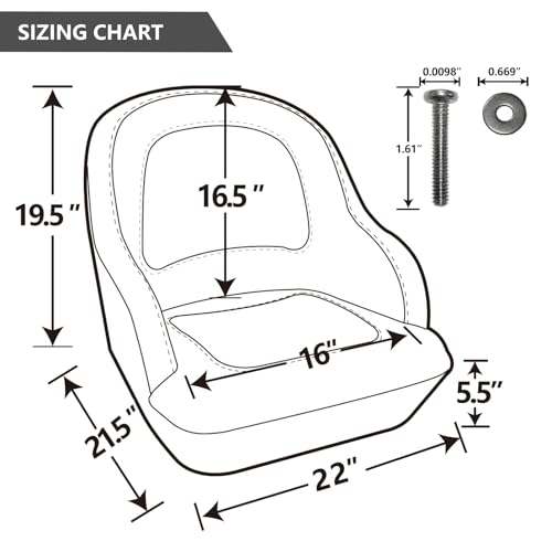 NORTHCAPTAIN Pontoon Boat Seat Captain Bucket Seat with Boat Seat Cover - color: D-Charcoal/Black