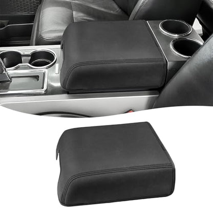 Center Console Cover for Ford F150 XL XLT 2004-2014, Expedition 2007-2014, Lincoln Mark LT 2006-2008, PU Leather Armrest Lid Protector, Anti-Scratch, Black (Fits Bucket Seat Console Only) - size: Bucket Seat, 04-14 F150 XL XLT, black stitch