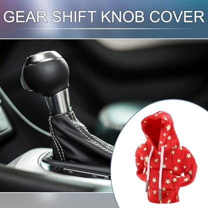 Universal Shift Knob Cover Star Glow in the Dark Pattern Gearstick Hoodie Shifter Lever Knob Hoodie for Car RV Truck SUV Fabric Red - color: Red