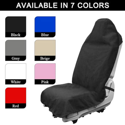 DXNQ Waterproof Car Towel Seat Cover, Sweating Non-Slip Premium Towel Carseat Cover Protector, Universal Soft Machine Washable Car Truck SUV Front Seat Cover for Gym Workout Beach Hiking (Black) - color: Black, 1pc, Front