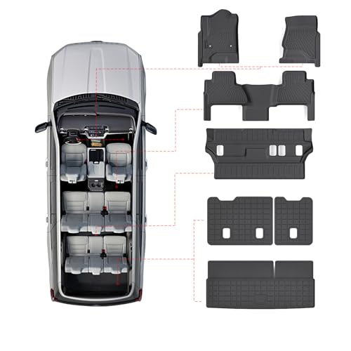 Floor Mats & Trunk Mat for Chevrolet Tahoe 2015-2020 Bucket Seat (8 Seats Version) &GMC Yukon（Not Fit XL,TPE All Weather Protection Car Floor Liners for Chevy Tahoe - size: 2015-20|For Tahoe-8|Full Set
