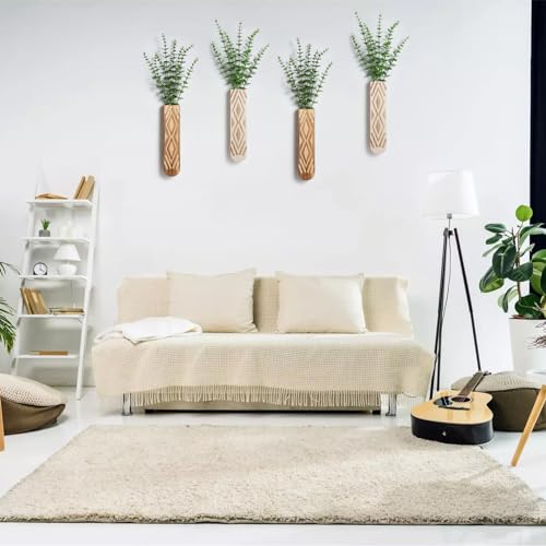 3 Pack Wood Wall Planter, Boho Wall Vase for Hallway Decor and Bathroom Decor, Modern Farmhouse Decor, Wooden Hanging Planter for Holding Dried Flowers and Faux Greenery
