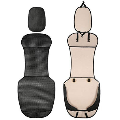 Luxury Breathable Car Seat Cover Fit Four Seasons, Universal Front of Car Seat Cushions, Bottom Seat Covers of Full Wrapped Edge,Universal Fit for 95% Cars,SUV(Black+Grey，2PCS)