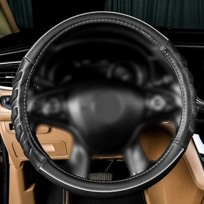 Flying Banner car Steering Wheel Cover Faux Leather Massage Universal fit 3D Honeycomb Hole Anti-Slip Sporty 15 Inches (Grey Black) - color: Grey black