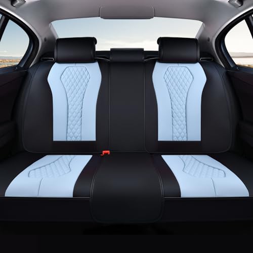 Coverado Car Seat Covers, Back Car Seat Cover, 3-Pieces Leather Seat Cover, Luxury Car Seat Cushion, Luxury Seat Cover Seat Protector Universal Most Cars Trucks SUV - color: Black/Blue