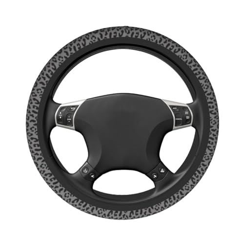 Black Leopard Print Steering Wheel Cover Universal 15 Inch Cheetah Elastic Steering Wheel Cover Leopard Auto Car Accessories Non-Slip Breathable Neoprene Steering Wheel Covers Protector Universal - color: Black Leopard Print