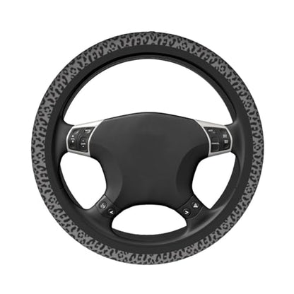 Black Leopard Print Steering Wheel Cover Universal 15 Inch Cheetah Elastic Steering Wheel Cover Leopard Auto Car Accessories Non-Slip Breathable Neoprene Steering Wheel Covers Protector Universal - color: Black Leopard Print