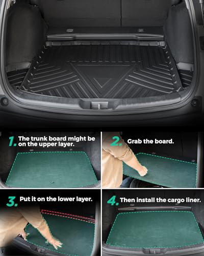 Car Floor Mats for Honda CRV: 2017-2022 Cargo Liner(Not for Hybrid), Full Set All Weather Floor Liners Trunk Mat for Honda CR-V 2017 2018 2019 2020 2021 2022, Custom Fit TPE Accessories for CR V Black