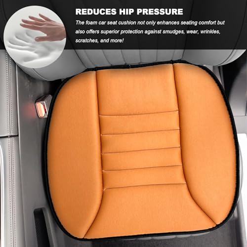 Car Seat Cushion, Breathable Driver Seat Protector with 1.2" Thick Comfortable Memory Foam, Universal Non-Slip Chair Pillow Pressure Relief Cushion Pad for Car Home Office (Orange) - color: Orange