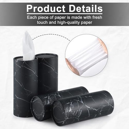 Tissue Holder, 4 Pack Car Cup Holder Facial Tissues with Travel Tissue Bag, Quick and Convenient Flower Combination Car Tissue Box(4 Canisters/200 Tissues) Black - color: Black
