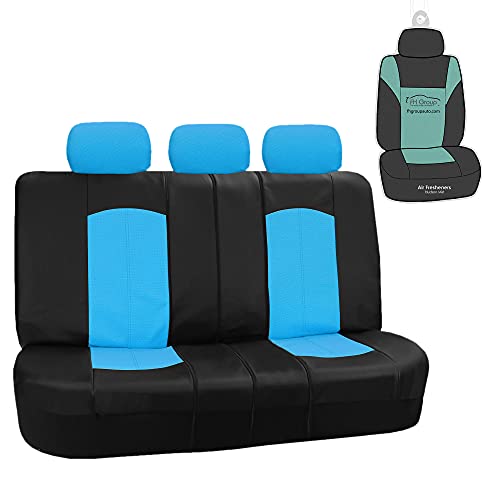 FH Group Highest Grade Faux Leather Split Bench Seat Cover, Rear Set – Universal Fit for Cars Trucks & SUVs (Blue/Black) PU008013 - color: Blue, size: Rear Set