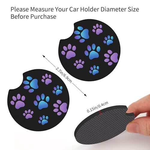 Purple Dog Paw Print Steering Wheel Cover Blue Dogs Prints Anti-Slip Breathable Universal for 14-15 Inch Car with 2 Pieces Car Coasters for Men/Women - color: Purple Dog