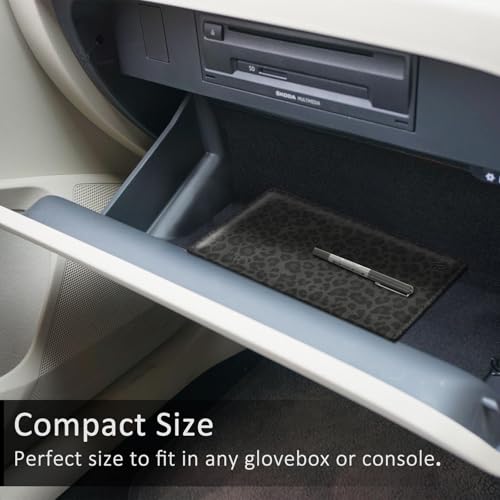 FINPAC Car Registration and Insurance Card Holder, Vehicle Glove Box Card Organizer Wallet Automobile Accessories for License - color: Leopard